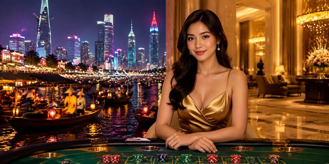 Màn hình baccarat neon sống động trong casino trực tuyến tại TP.HCM